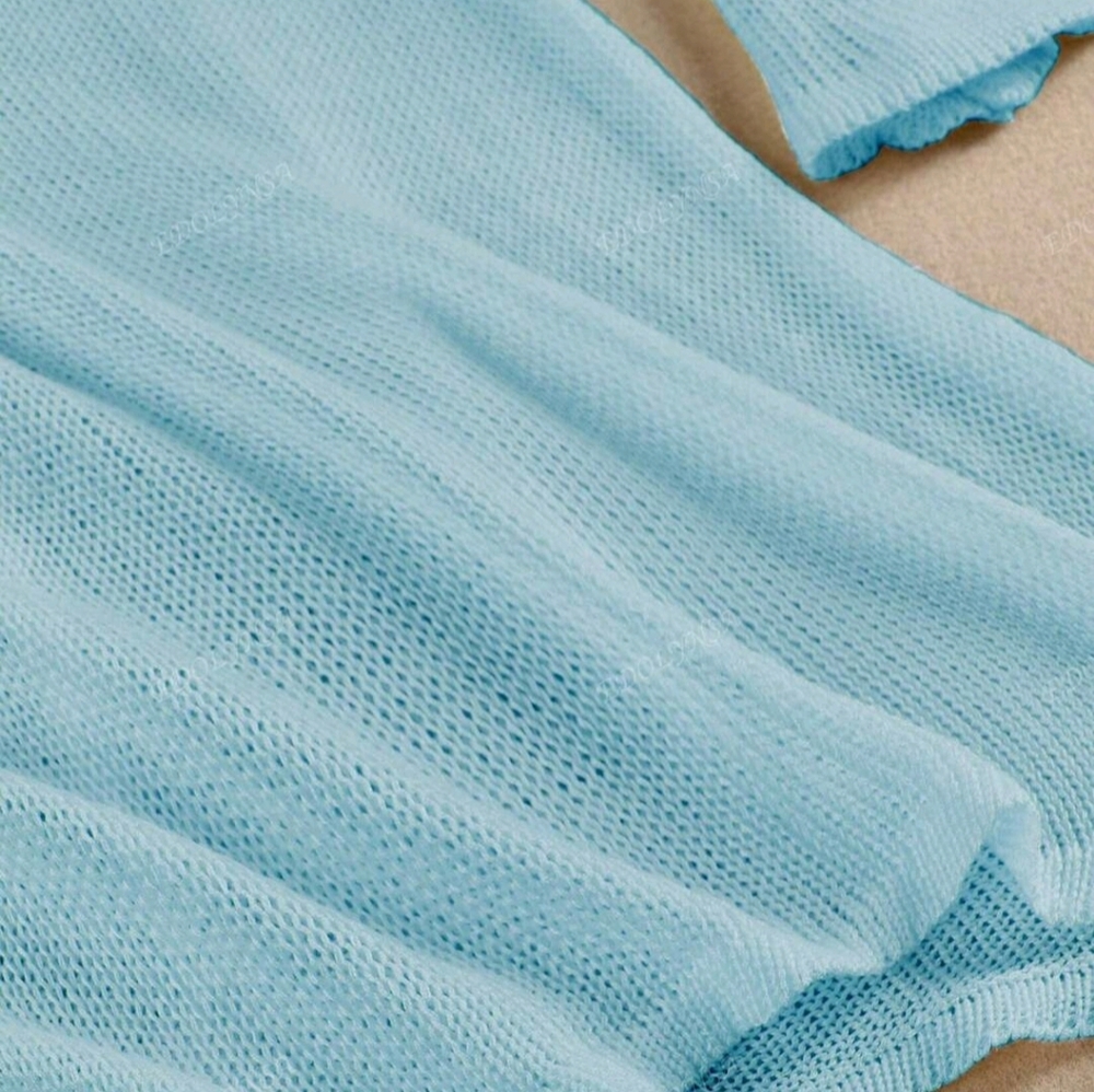 Sexy Backless Bell Sleeve Summer Seaside Women's Solid Knit Beach Mini Dress - Picture 7 of 7